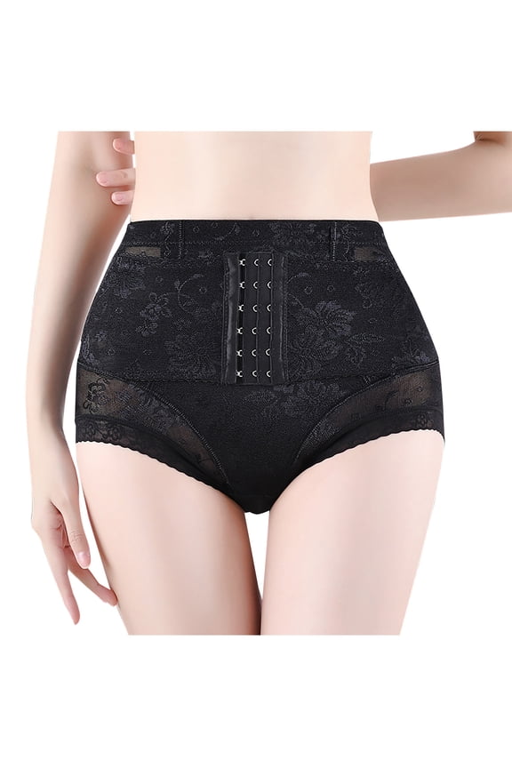 Men's Tummy Control Shapewear Underwear High Waist Body Shaper Slimmming Girdle Waist Trainer Lace Briefs Black L
