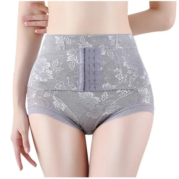 LNWUY Men's Tummy Control Shapewear Underwear High Waist Body Shaper Slimmming Girdle Waist Trainer Lace Briefs Gray XL