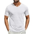 thumbnail image 1 of LNWUY Men's V Neck Athletic T Shirts Lightweight Gym Workout Running Short Sleeve Tee Shirts Summer Moisture Wicking UV Protection Solid Color Top White XXL, 1 of 6