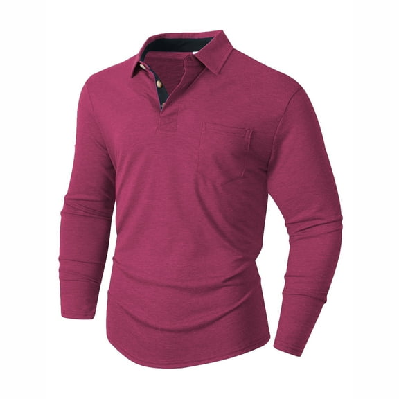 LNWUY Men's Vintage Casual Long Sleeve Button-Down Shirt Classic Cotton Work Shirt with Stylish Collar Pocket for Everyday Wear Pink M