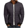 thumbnail image 1 of LNWUY Men's Warm Padded Jacket Solid Color Lightweight Comfort Jacket Long Sleeve Zipper Pocket Jacket Winter Padded Coat Purple M, 1 of 8