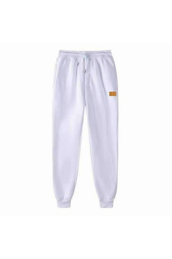 Men's Winter Fleece Joggers Versatile Comfortable Solid Color Drawstring Sweatpants Active Running Outdoor Pants White XXL