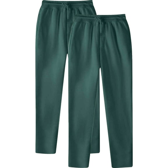 LNWUY Mens 2 Pack Sweatpants Elastic Waist Drawstring Stretch Jogger Pants Solid Color Stylish Casual Comfy Athletic Pants with Pockets Green* XL