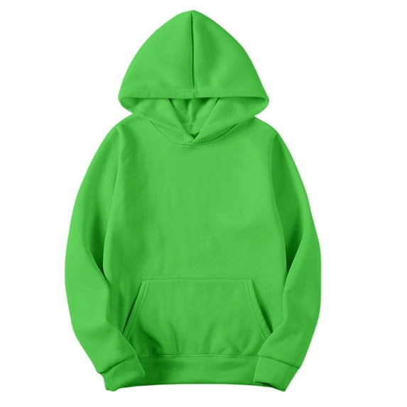 LNWUY Mens Big and Tall Plain Hoodie Lightweight Fleece Lined Hooded Sweatshirt Casual Long Sleeve Crewneck Pullover Sweatshirt Green L