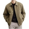 thumbnail image 1 of LNWUY Mens Casual Bomber Jackets Lightweight Jacket Windbreaker Fashion Button Golf Windproof Casual Comfy Coat Collared with Pockets Khaki XXXL, 1 of 1