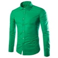 thumbnail image 1 of LNWUY Mens Casual Fashion Solid Flannel Shirts Cotton Long Sleeve Casual Regular Fit Turndown Collar Button Down Shirts Green XXL, 1 of 2