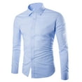 thumbnail image 1 of LNWUY Mens Casual Fashion Solid Flannel Shirts Cotton Long Sleeve Casual Regular Fit Turndown Collar Button Down Shirts Light Blue XL, 1 of 2