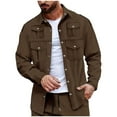 thumbnail image 1 of LNWUY Mens Casual Shirt Jacket Solid Color Lapel Button Down Waffle Jacket Long Sleeve Shirt Jackets Shacket Overshirt Brown M, 1 of 6