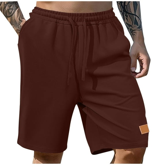 LNWUY Mens Casual Shorts Cotton Drawstring Waist Pockets Shorts Summer Comfort Breathable Beach Stretch Twill Golf Shorts Wine M