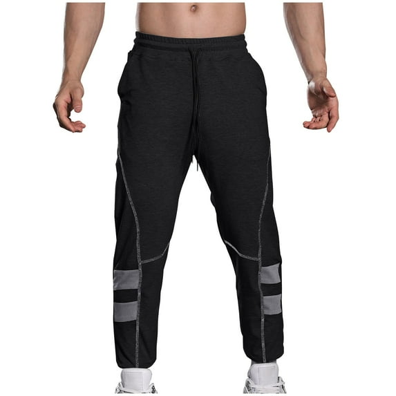 LNWUY Mens Casual Solid Color Elastic Waist Joggers Sweatpants Slim Fit Workout Training Thigh Mesh Gym Jogger Pants with Zipper Pockets Black XXL