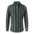 thumbnail image 1 of LNWUY Mens Dress Shirts Wrinkle Free Long Sleeve Striped Button Down Shirts Stylish Casual Slim Fit Formal Business Shirt Green XL, 1 of 9