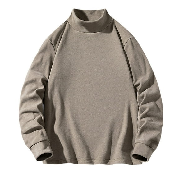 LNWUY Mens Fall Mock Turtleneck T-Shirts Long Sleeve Thermal Stretchy Pullover Basic Lightweight Undershirt Sweater Tops Brown XXXL