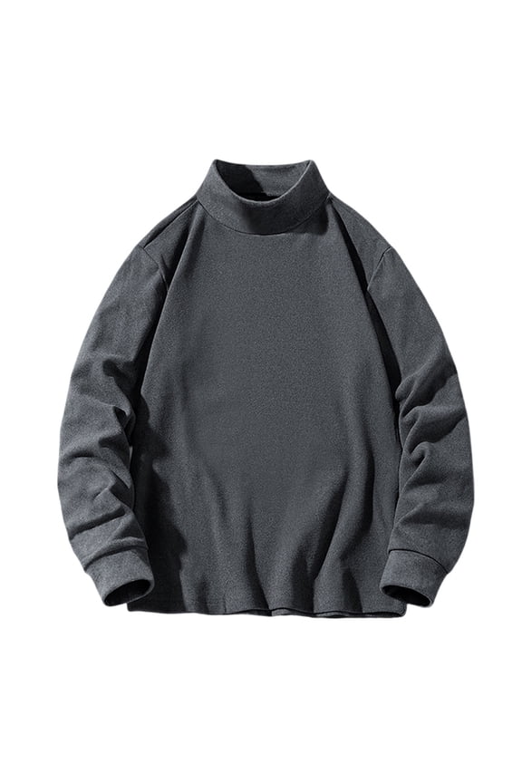 Mens Fall Mock Turtleneck T-Shirts Long Sleeve Thermal Stretchy Pullover Basic Lightweight Undershirt Sweater Tops Gray XXXL