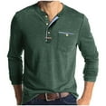 thumbnail image 1 of LNWUY Mens Fall Winter Fashion Henley Shirts Soft Comfortable Long Sleeve Button Cotton T-Shirt with Pocket Green XXL, 1 of 7