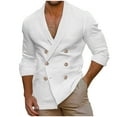 thumbnail image 1 of LNWUY Mens Fashion Linen Shirts Long Sleeve Button Down Double-Breasted Shirts Beach Shirt Vacation Beach Top White L, 1 of 6