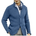 thumbnail image 1 of LNWUY Mens Fashion Long Sleeve Cardigan Sweater Jackets Long Sleeve Shawl Collar Buttons Down Cable Knit Casual Sweater Blue XXL, 1 of 6