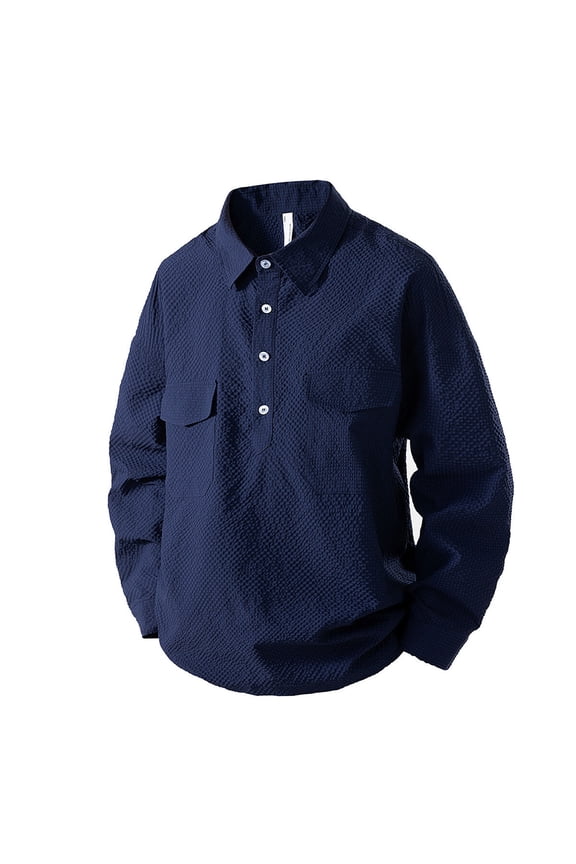 Mens Fashion Solid Oxford Shirt Long Sleeve Dress Shirt Business Work Casual Button Down Shirts with Pocket Blue XXXL