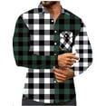 thumbnail image 1 of LNWUY Mens Flannel Plaid Shirts Regual Fit Casual Long Sleeve Turndown Collar Button Down Fleece Shirts Green L, 1 of 6