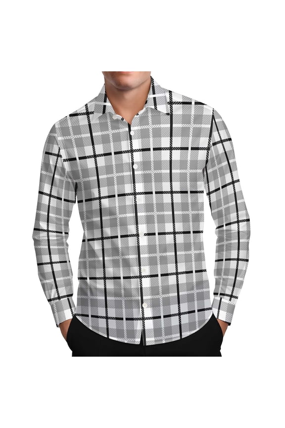 Mens Flannel Shirts Long Sleeve Plaid Button Down Shirts Lightweight Comfort Casual Cotton Shirts Fall Winter Clothes Gray M