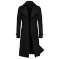 thumbnail image 1 of LNWUY Mens Full Length Winter Trench Coat Double Breasted Woolen Warm Long Windbreaker Notch Lapel Solid Overcoat Peacoat Black M, 1 of 8