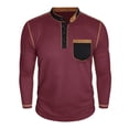 thumbnail image 1 of LNWUY Mens Henley Shirt Long Sleeve Casual Waffle Round Neck Button T-Shirts Fashion Soft Pullover Shirts with Pocket Red XXL, 1 of 8