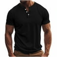 thumbnail image 1 of LNWUY Mens Henley Shirt Moisture Wicking Quick Dry Pullover Short Sleeve Ribbed Golf Tees Slim Fit Stretch T Shirt Black M, 1 of 6