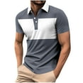 thumbnail image 1 of LNWUY Mens Lapel Button Golf Shirts Short Sleeve Color Block Shirt Basic Summer Cotton Soft Comfort Breathable Quick Dry Sport Tops Gray M, 1 of 4