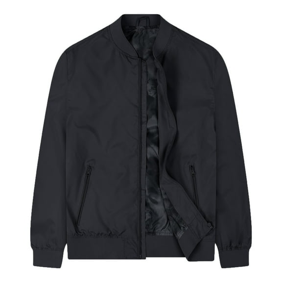 LNWUY Mens Lightweight Flight Jacket Solid Casual Fashion Breathable Bomber Varsity Jackets Spring Fall Full Zip Outdoor Jacket Black L
