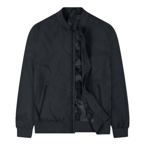 LNWUY Mens Lightweight Flight Jacket Solid Casual Fashion Breathable Bomber Varsity Jackets Spring Fall Full Zip Outdoor Jacket Black M