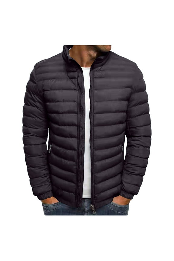 Mens Lightweight Puffer Jackets Winter Warm Puffy Winter Down Jacket Windproof Water Repellent Quilted Coat Coffee XXXL