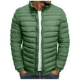 thumbnail image 1 of LNWUY Mens Lightweight Puffer Jackets Winter Warm Puffy Winter Down Jacket Windproof Water Repellent Quilted Coat Green XXXL, 1 of 5