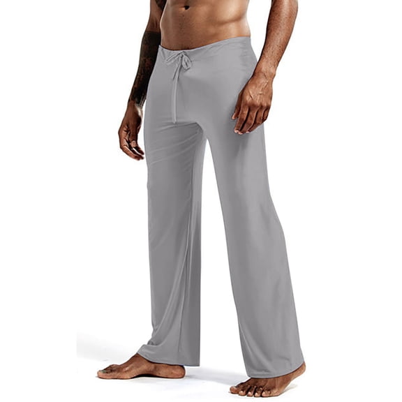 LNWUY Mens Modal Pajama Pants Soft Lounge Pants Sleep Pj Bottoms Pants Solid Color Loose Fit Trousers Drawstring and Pockets Gray L