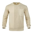 thumbnail image 1 of LNWUY Mens Patchwork Crewneck Sweatshirt Long-Sleeve Lightweight Knitting Sweatshirt Casual Workout Pullover Shirt with Pocket Beige M, 1 of 6