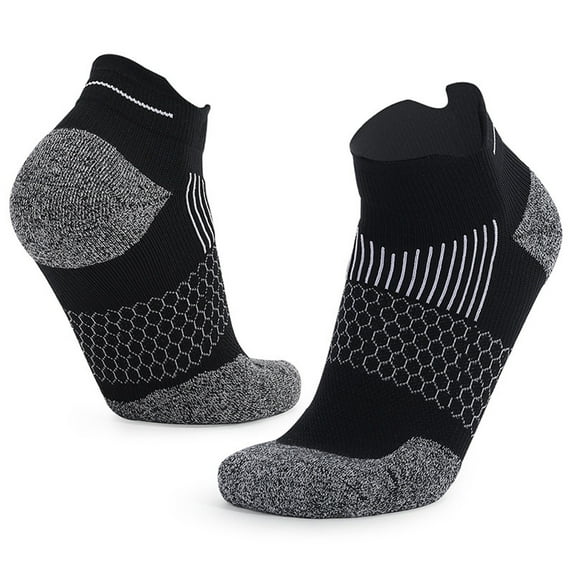 LNWUY Mens Running Socks,Non-Slip Cushioned Moisture Wicking,Soft Breathable Comfortable, for Gym, Sports, Basketball (1 Pair) Black Free Size