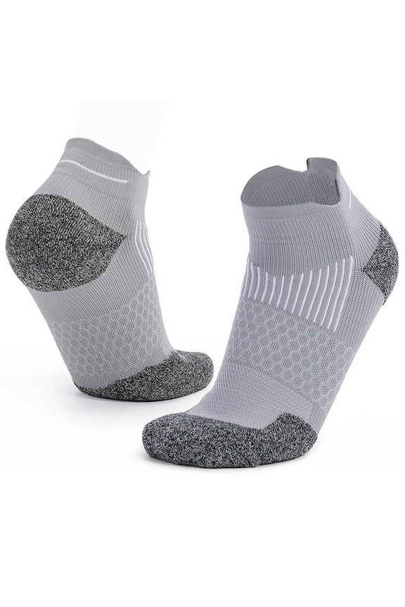 LNWUY Mens Running Socks,Non-Slip Cushioned Moisture Wicking,Soft Breathable Comfortable, for Gym, Sports, Basketball (1 Pair) Gray Free Size