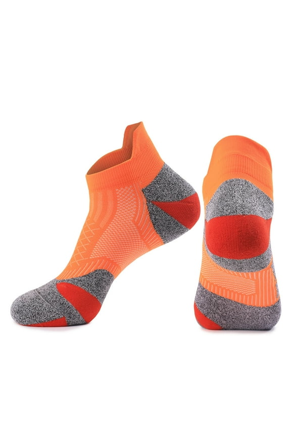 LNWUY Mens Running Socks,Non-Slip Cushioned Moisture Wicking,Soft Breathable Comfortable, for Gym, Sports, Basketball (1 Pair) Orange Free Size