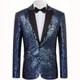 thumbnail image 1 of LNWUY Mens Sequin Dress Coat Lapel Single Button Slim Fit Tailcoat Dinner Party Wedding Blazer Suit Jacket Multicolor M, 1 of 3