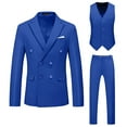 thumbnail image 1 of LNWUY Mens Slim Fit 3 Piece Suit Double Breasted Blazer Dress Pants Vest Jacket Sets for Wedding Business Casual Long Sleeved Jacket Long Pants Suit Set Blue XXXXL, 1 of 5