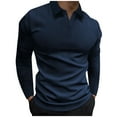 thumbnail image 1 of LNWUY Mens Solid Color V Neck Shirts Casual Long Sleeve Slim Fit Golf T-Shirts Soft Breathable Comfortable Cotton Top Tees Blue XL, 1 of 6