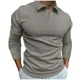thumbnail image 1 of LNWUY Mens Solid Color V Neck Shirts Casual Long Sleeve Slim Fit Golf T-Shirts Soft Breathable Comfortable Cotton Top Tees Gray L, 1 of 6
