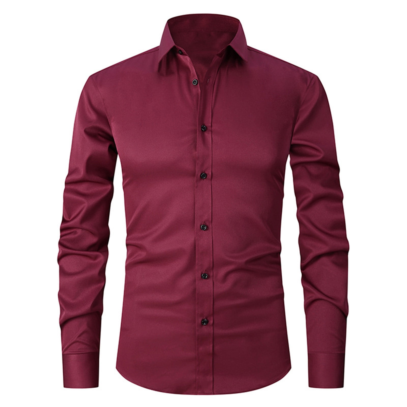 LNWUY Mens Solid Fashion Stretch Dress Shirts Long Sleeve Slim Fit Dress  Shirts Muscle Fit Wrinkle Free Button down Casual Shirt Black L -  Walmart.com