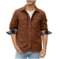thumbnail image 1 of LNWUY Mens Spring Autumn Multi-Pocket Workwear Motorcycle Style Jacket Lapel Thin Button Down Street Casual Long Sleeve Top Brown XXL, 1 of 7