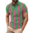 thumbnail image 1 of LNWUY Mens Stripe Printed Pullover Classic Fit Turndown Collar Button Down Shirts Short Sleeve Summer Solid Color Casual Shirts Pink XXXL, 1 of 4