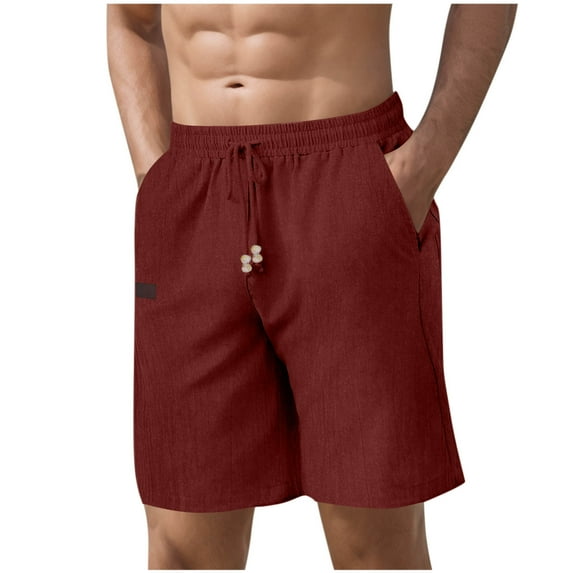 LNWUY Mens Summer Casual Beach Shorts Elastic Waist Shorts Lightweight Drawstring Loose Comfort Breathable Golf Shorts With Pocket Wine XXXL