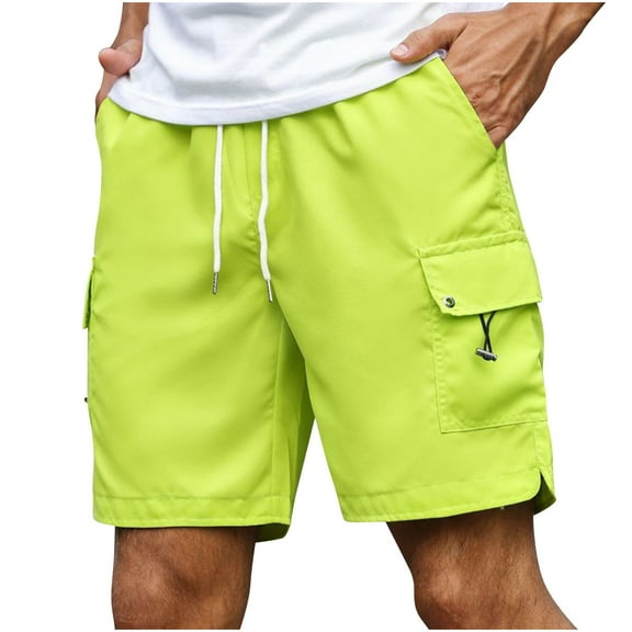 LNWUY Mens Summer Solid Color Short Swimming Trunks Swim Trunks Quick Dry Swim Shorts Soft Comfort Breathable Swimwear Bathing Suits Green M