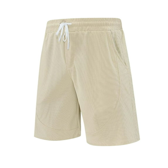 LNWUY Mens Summer Thin 5.5 Inch Shorts Cotton Soft Comfort Breathable Lounge Sleep Shorts Drawstring Elastic Waist Lightweight Shorts Khaki L