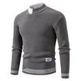 thumbnail image 1 of LNWUY Mens Sweater Solid Color Long Sleeved Round Neck Slim Knit Sweater Casual Pullover Sweater Fall Winter Sweaters Gray XXXL, 1 of 8