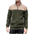 thumbnail image 1 of LNWUY Mens Sweatshirt Casual Stand Collar Quarter Zip Pullover Fall Color Block Jacquard Sweaters Long Sleeve Tops Green XXL, 1 of 6