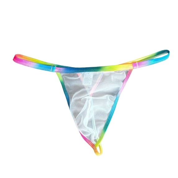 LNWUY Mens T-Back Thongs Low Rise G-String Briefs Ultra-Transparent Mesh,Bulge Pouch Underwear White M