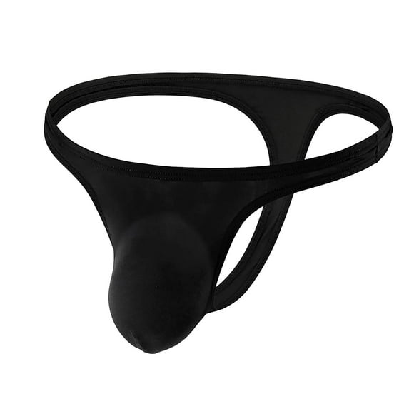 LNWUY Mens Thong Underwear Bulge Pouch Low Rise G-String Soft Breathable Comfort Solid Color Thong Black M